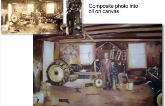 Photo Composite of 2 old photos into oil on canvas